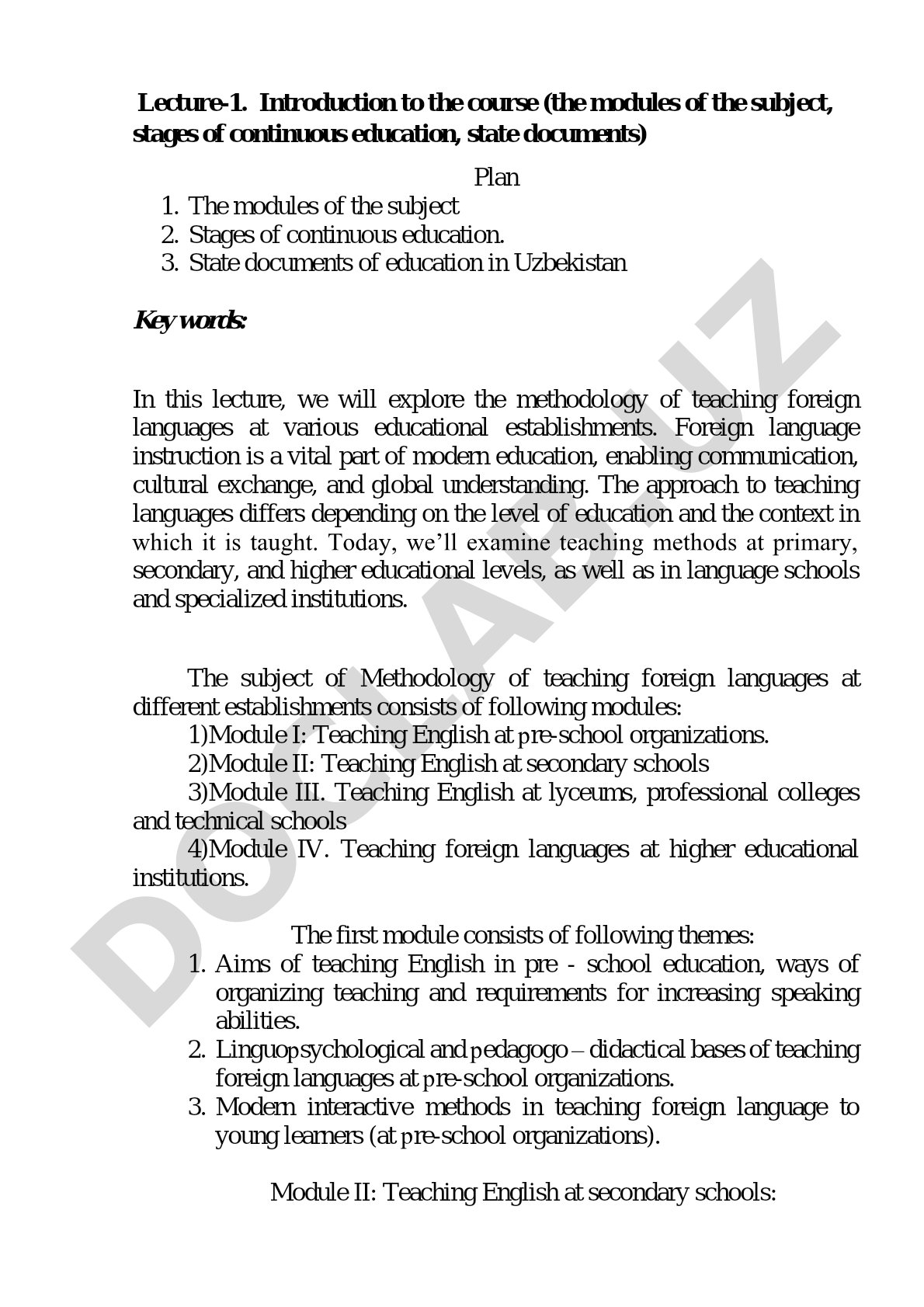 Introduction to Methodology of Teaching Foreign Languages