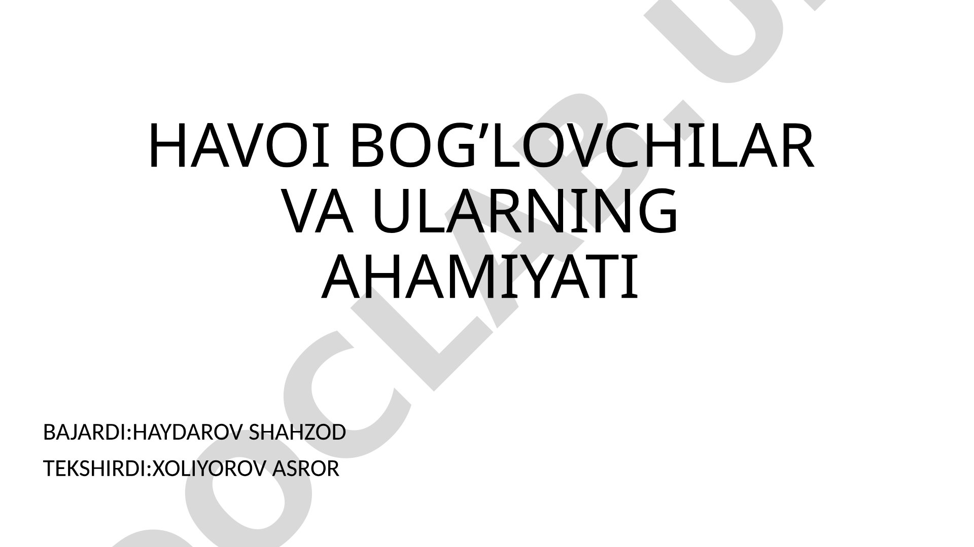 Havoi bog'lovchilar va ularning ahamiyati