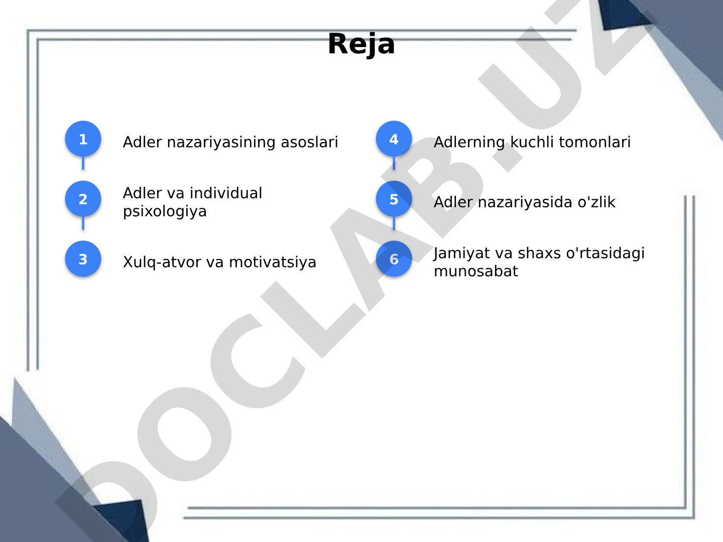 Adler nazariyasi, individual psixologiya va shaxs rivojlanishi haqida taqdimot