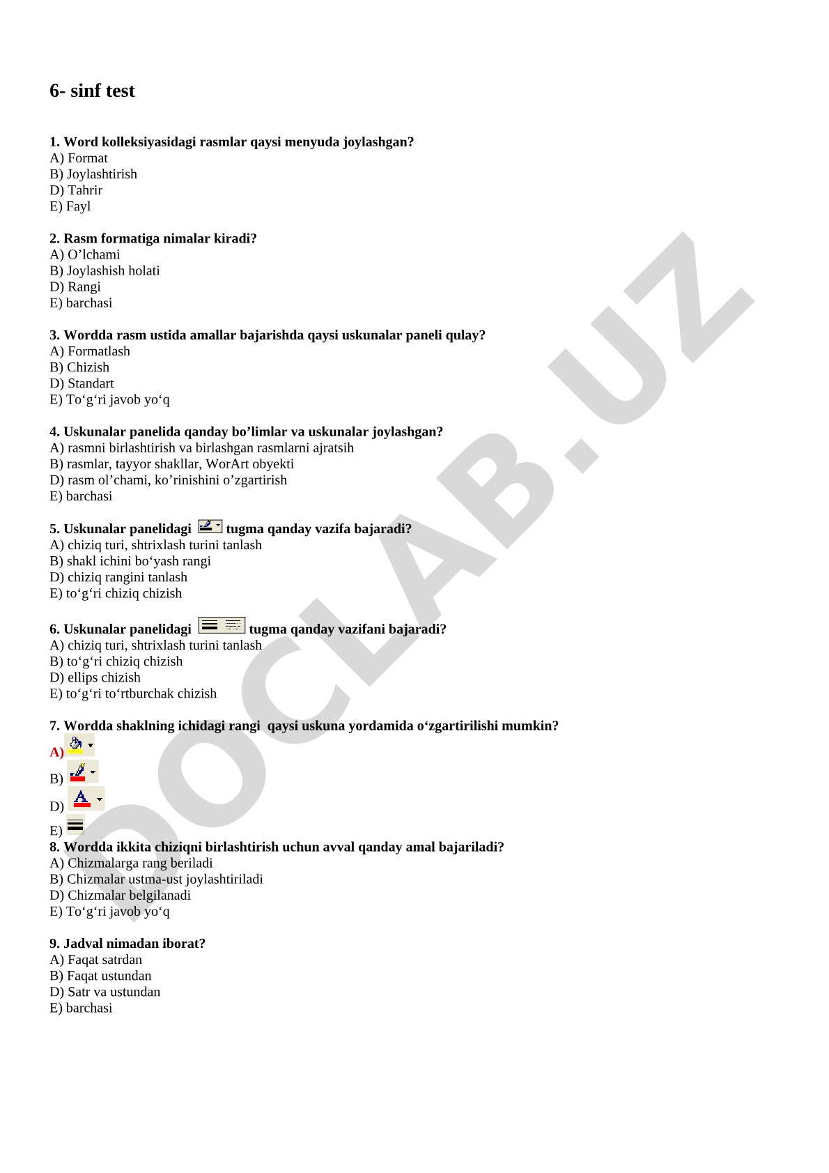 6-sinf test