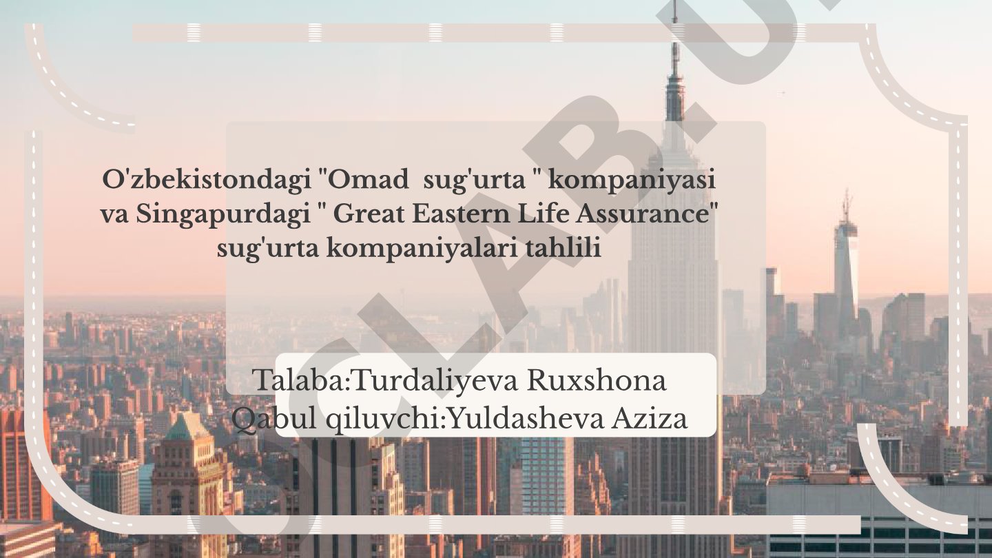 O'zbekistondagi Omad sug'urta kompaniyasi va Singapurdagi Great Eastern Life Assurance sug'urta kompaniyalari tahlili