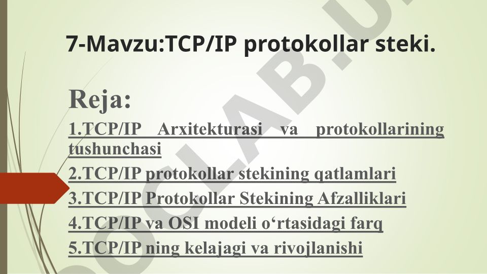 TCP/IP protokollar steki