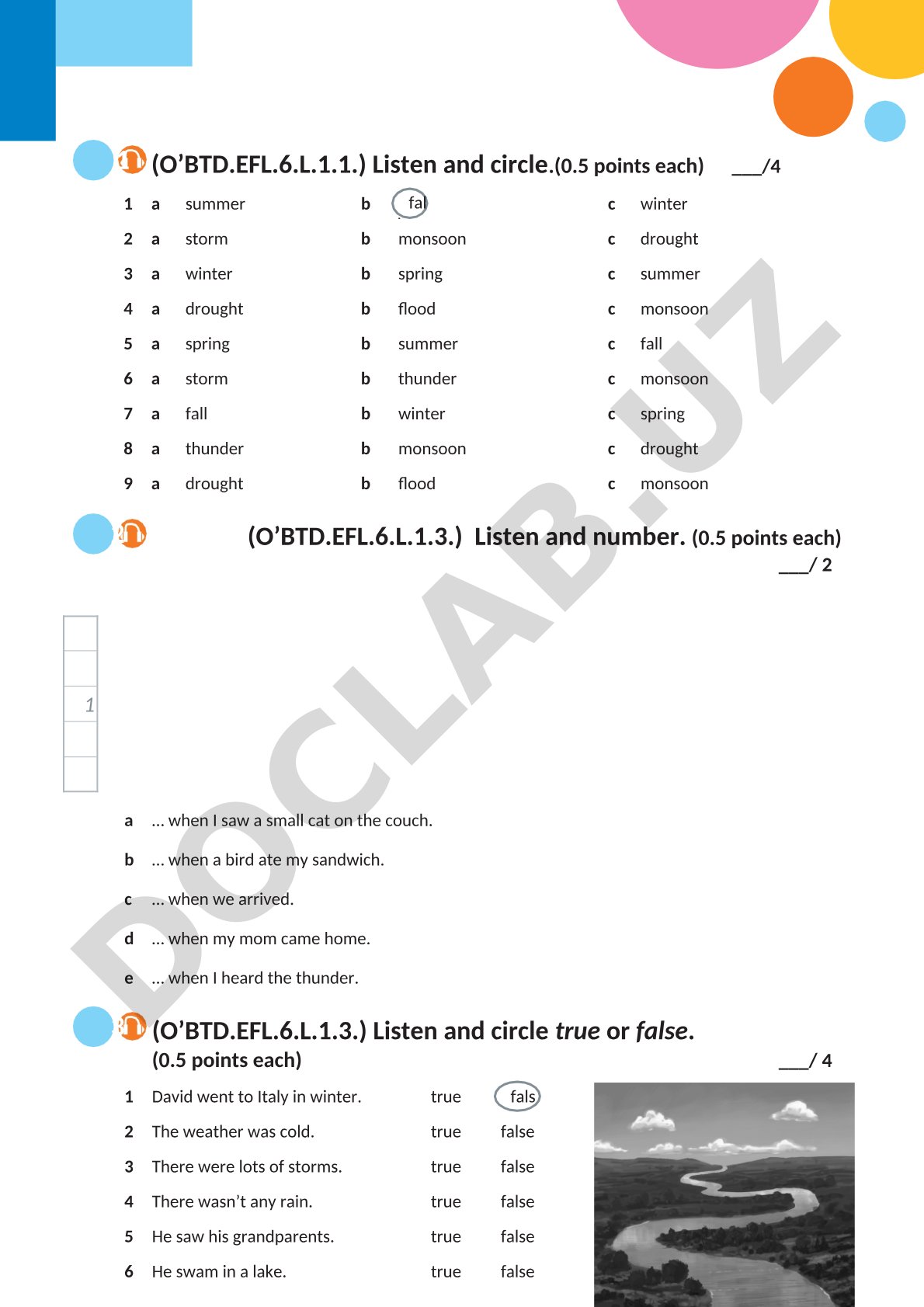 EFL Level 6 listening and reading test