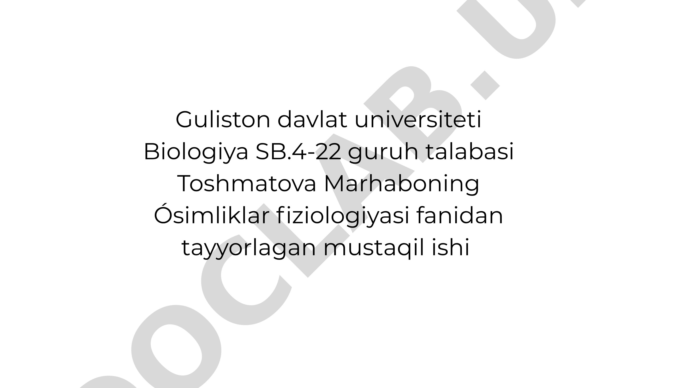 Sug'oriladigan dehqonchilikning fiziologik asoslari