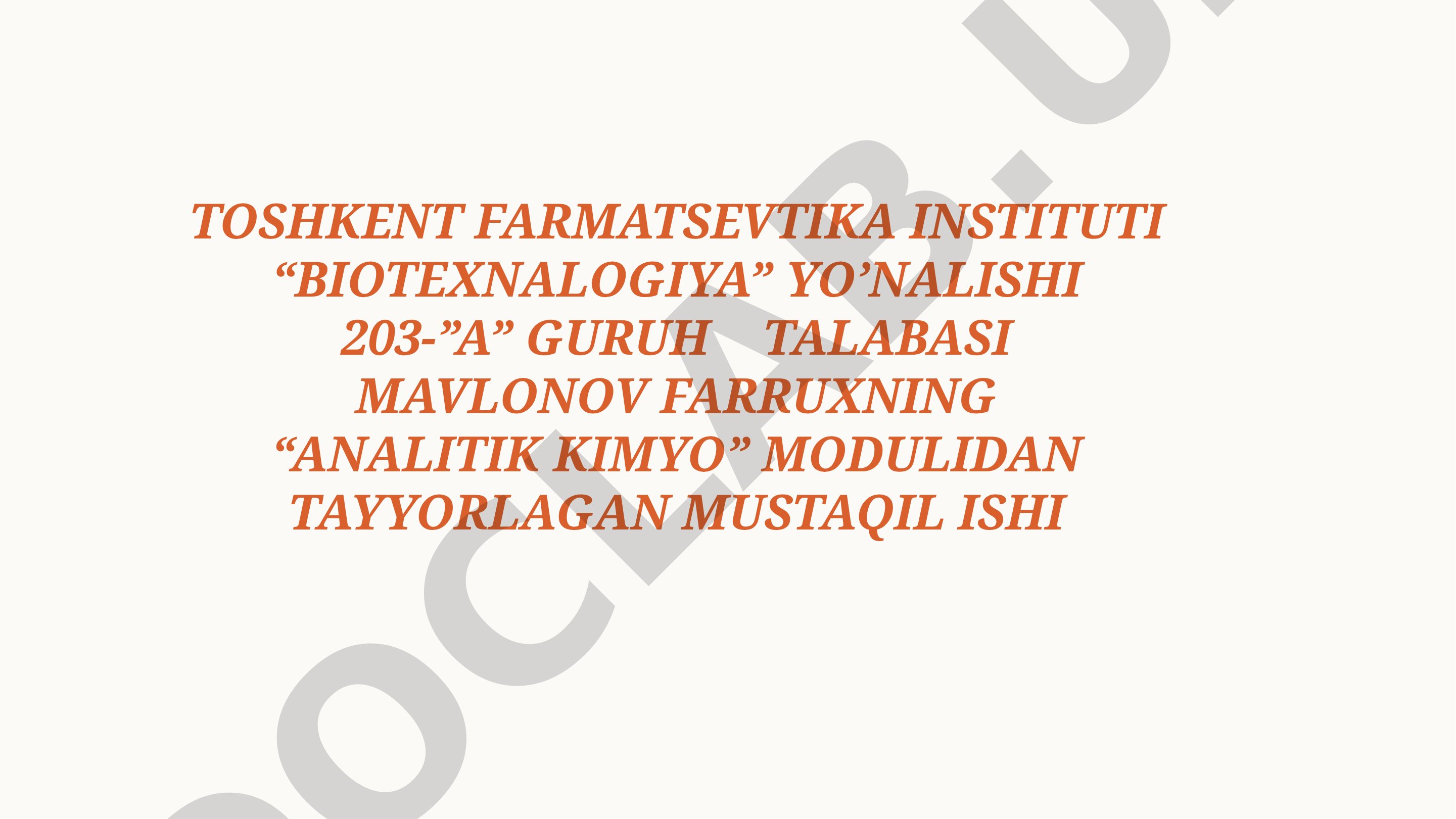 V Guruh Sb+3 va Sb+5 Kationlarining Tibbiyotdagi Qo'llanilishi va Analitik Reaksiyalari