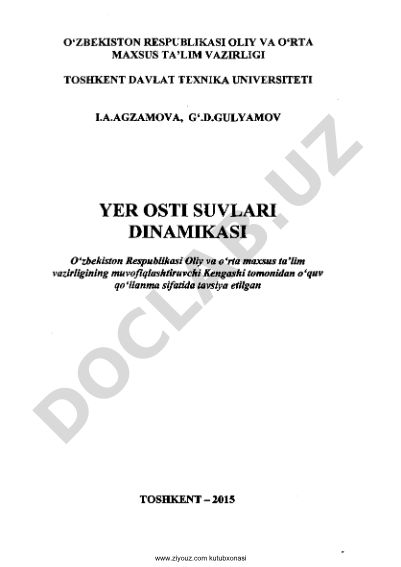 Yer osti suvlari dinamikasi
