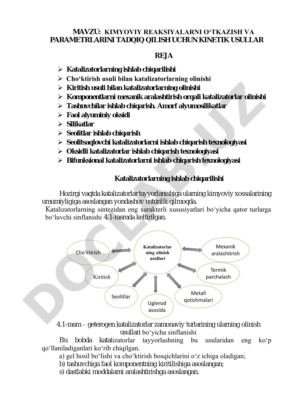Kimyoviy reaksiyalarni o'tkazish va parametrlarini tadqiq qilish uchun kinetik usullar
