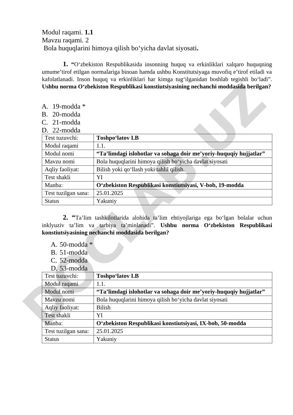 Bola huquqlarini himoya qilish bo'yicha davlat siyosati