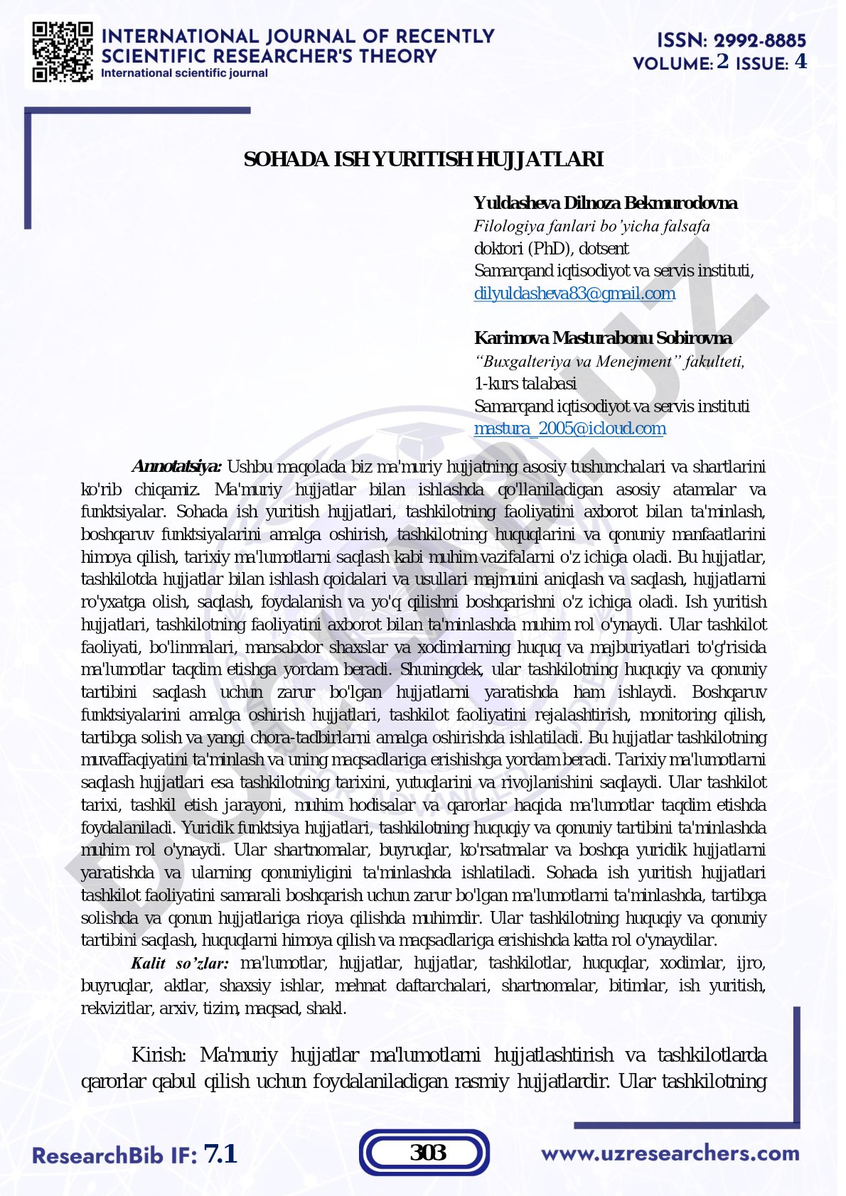 Sohada ish yuritish hujjatlari