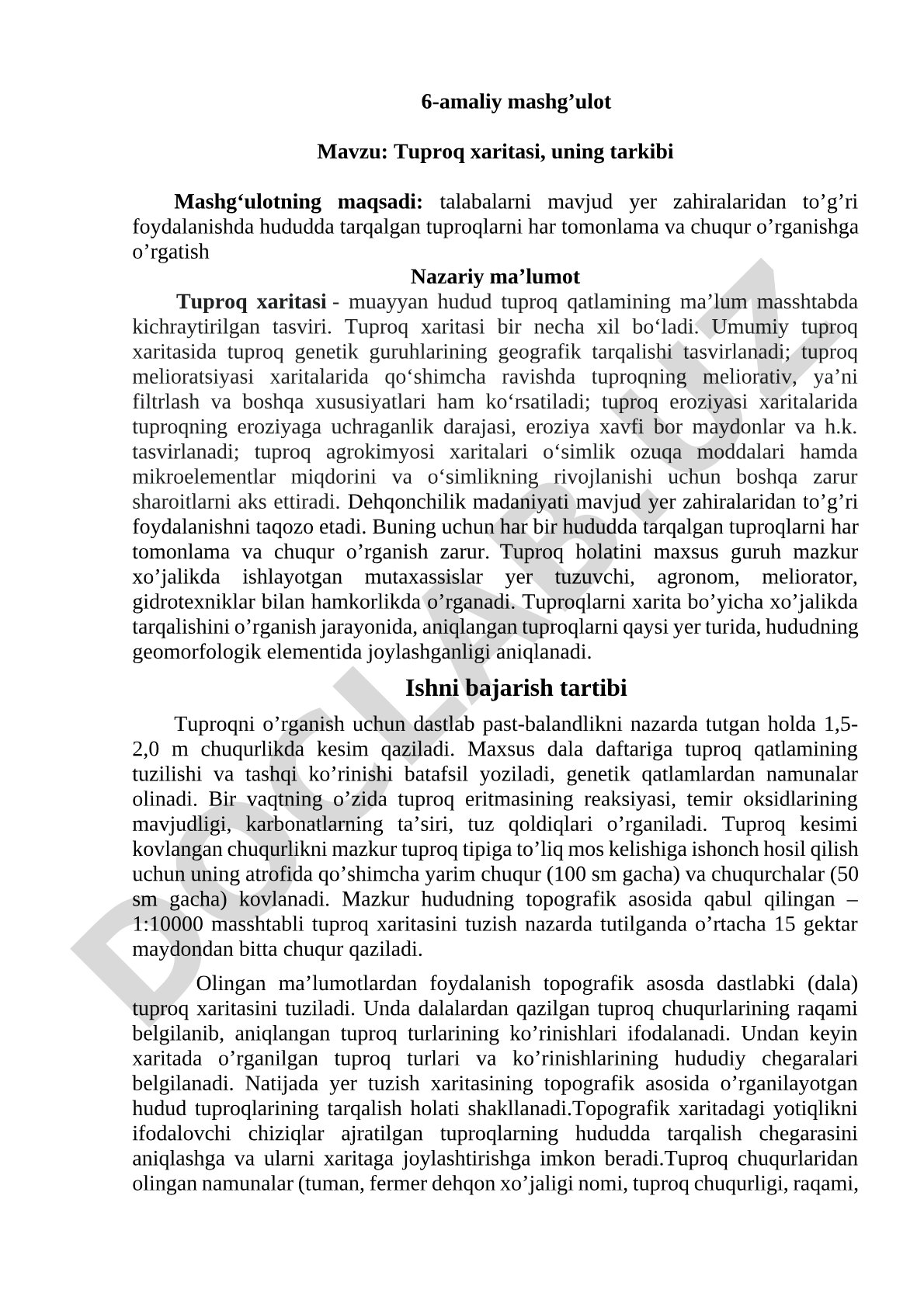 Tuproq xaritasi, uning tarkibi