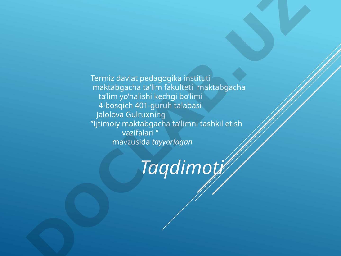 Ijtimoiy maktabgacha ta’limni tashkil etish vazifalari