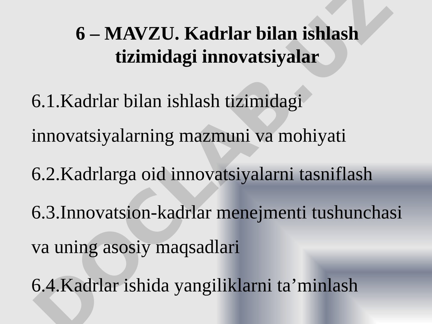 Kadrlar bilan ishlash tizimidagi innovatsiyalar