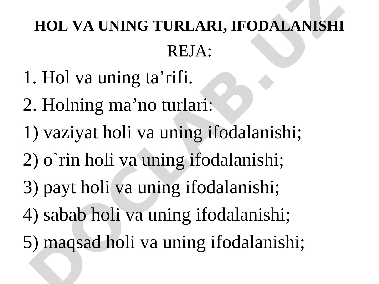 Hol va uning turlari, ifodalanishi