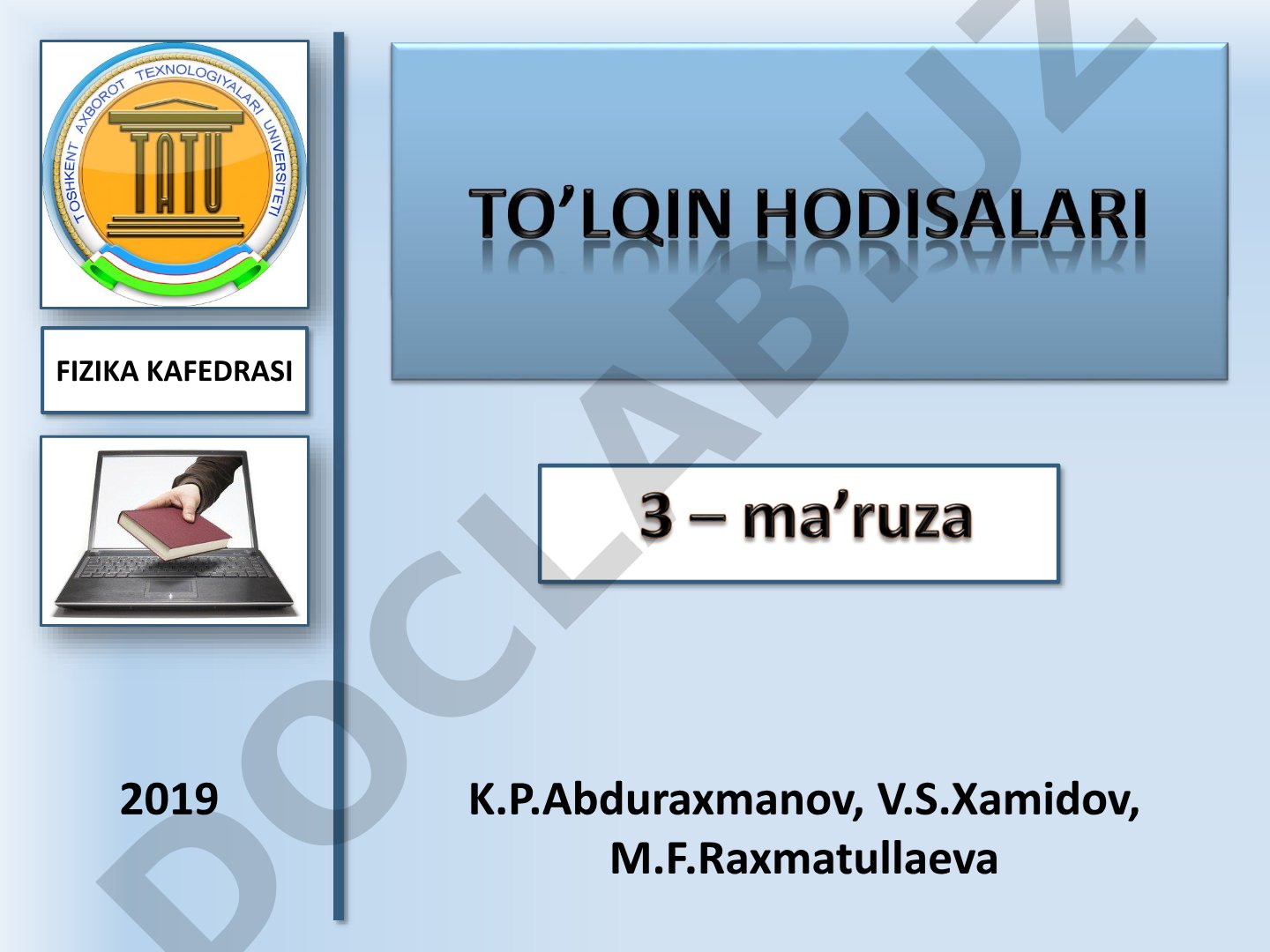 Ushbu material to‘lqin jarayonlari, tenglamalar, energiya va Umov vektori haqida