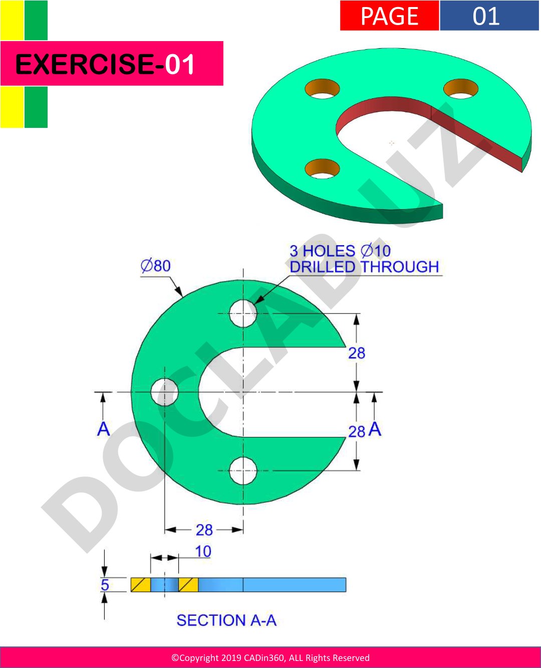 A collection of 200 CAD exercises for practice