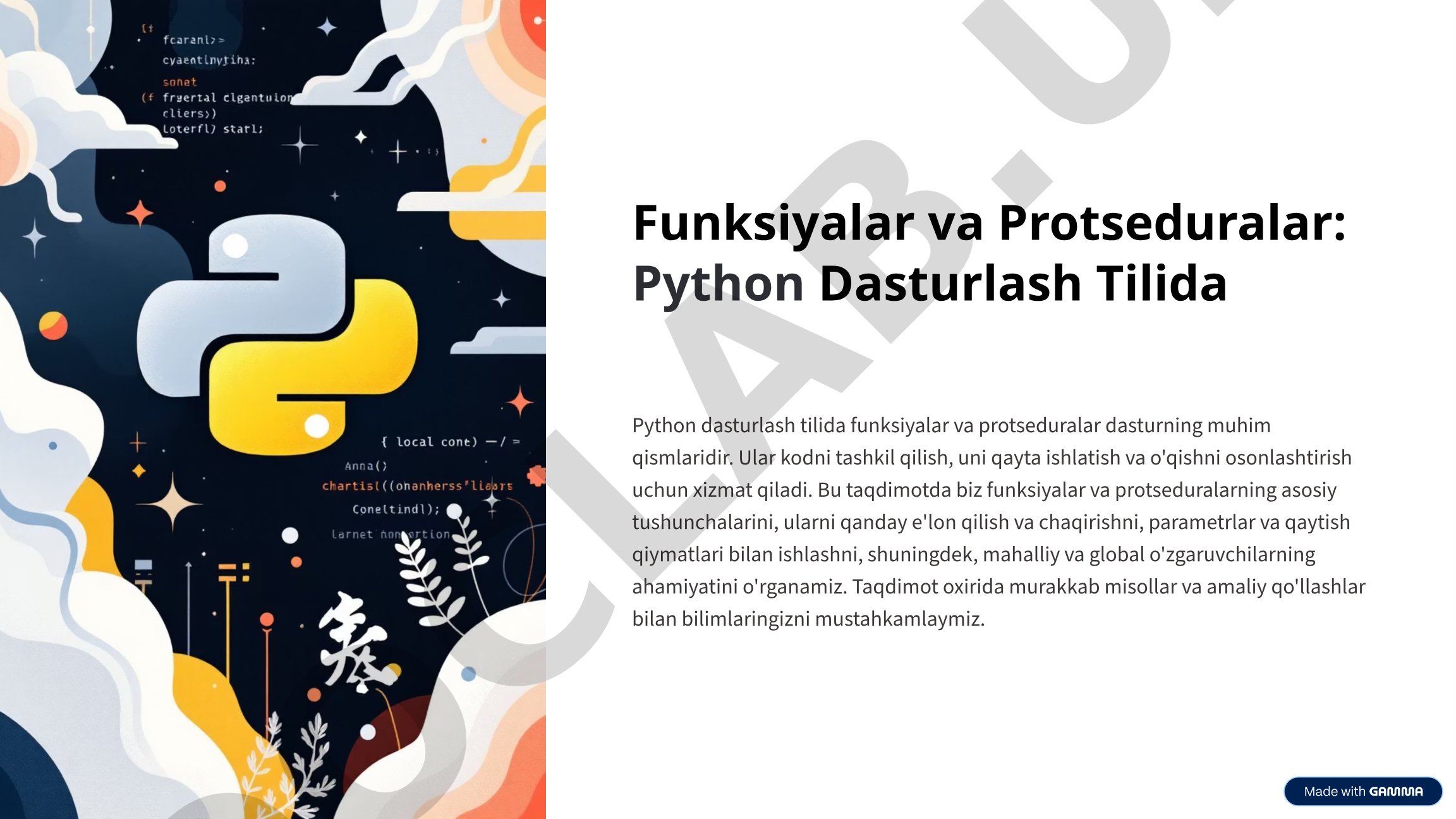 Funksiyalar va Protseduralar: Python Dasturlash Tilida