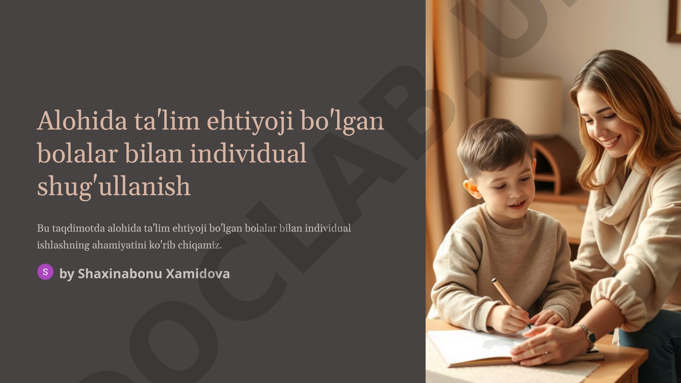 Alohida ta'lim ehtiyoji bo'lgan bolalar bilan individual shug'ullanish