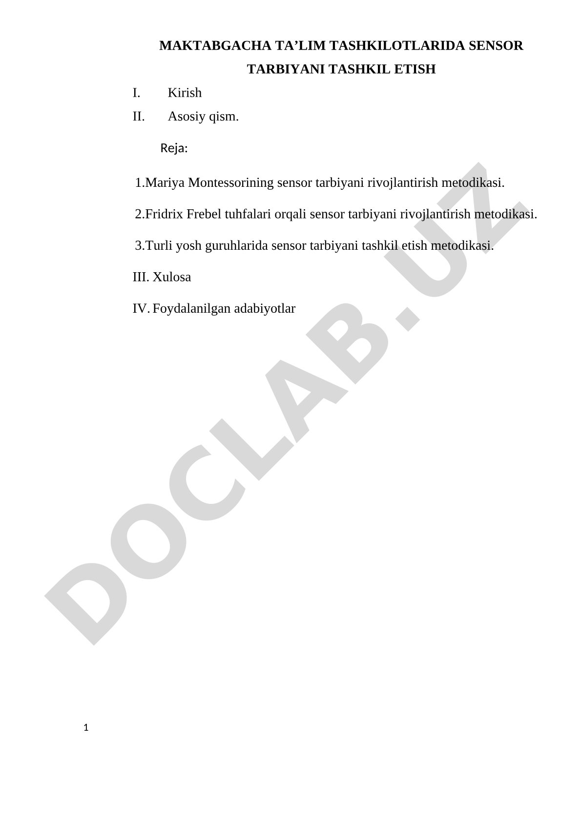 Maktabgacha ta’lim tashkilotlarida sensor tarbiyani tashkil etish