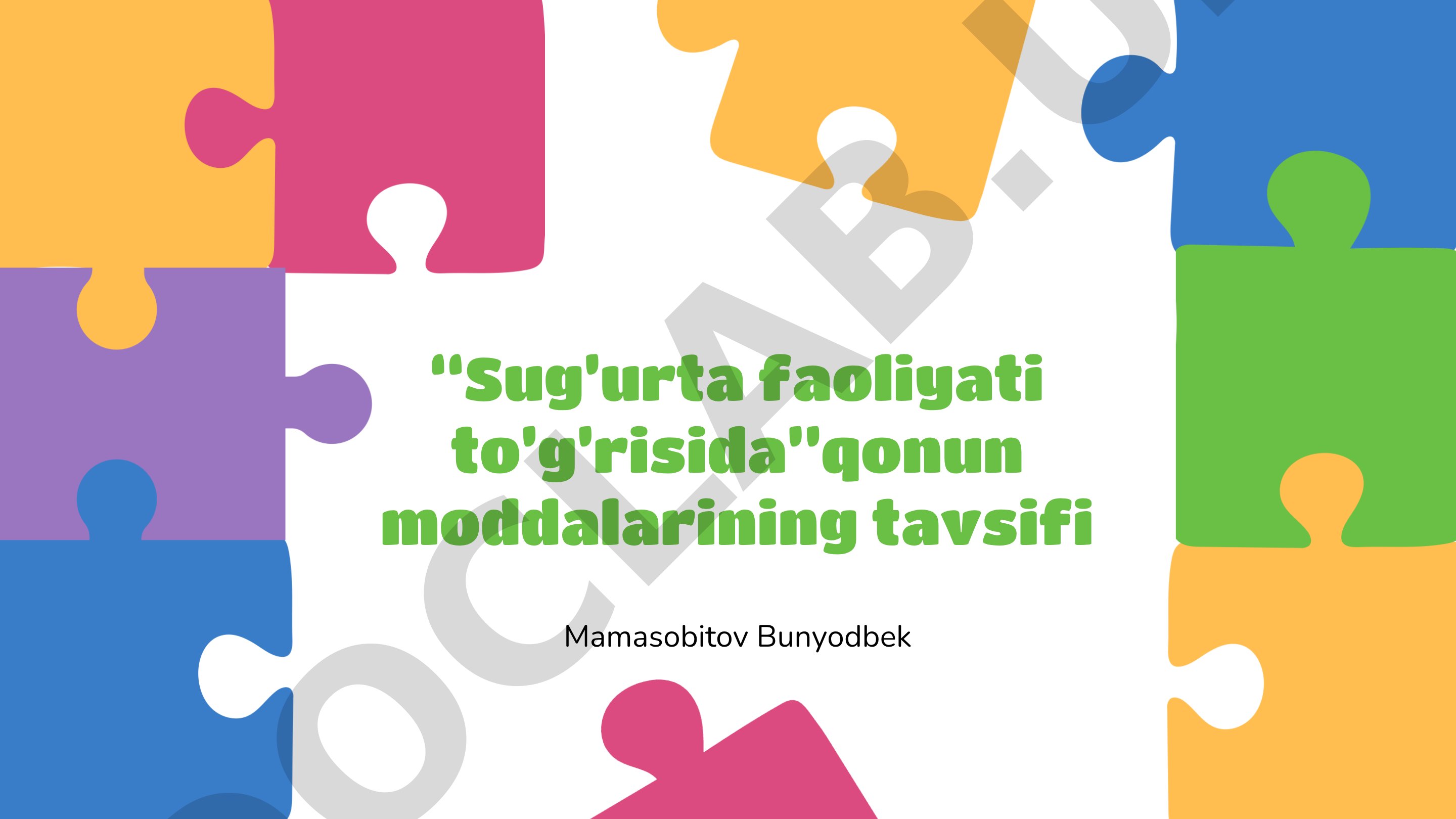 “Sug’urta faoliyati to’g’risida”qonun moddalarining tavsifi