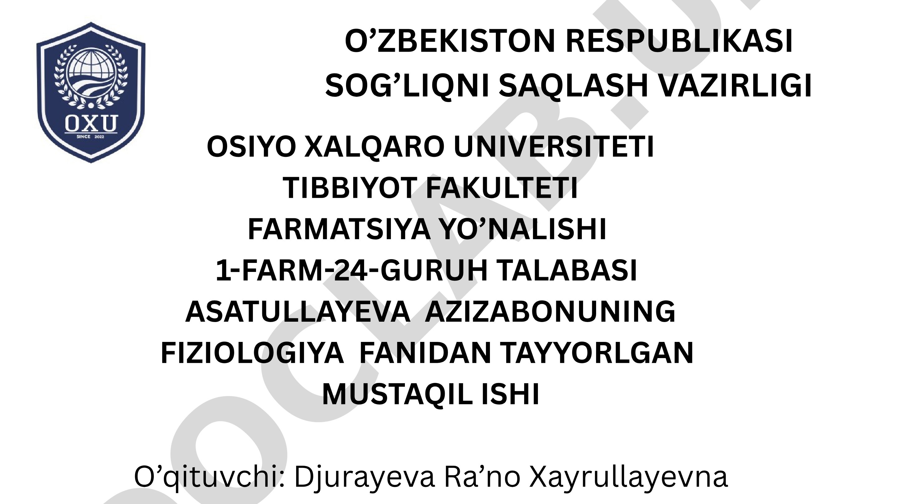 Qo’zg’aluvchan to’qimalarda bioelektrik hodisalar. Ta’sirlanish qoninlari. Muskul xossalarini o’rganish usullari. Silliq va tishli tetanus