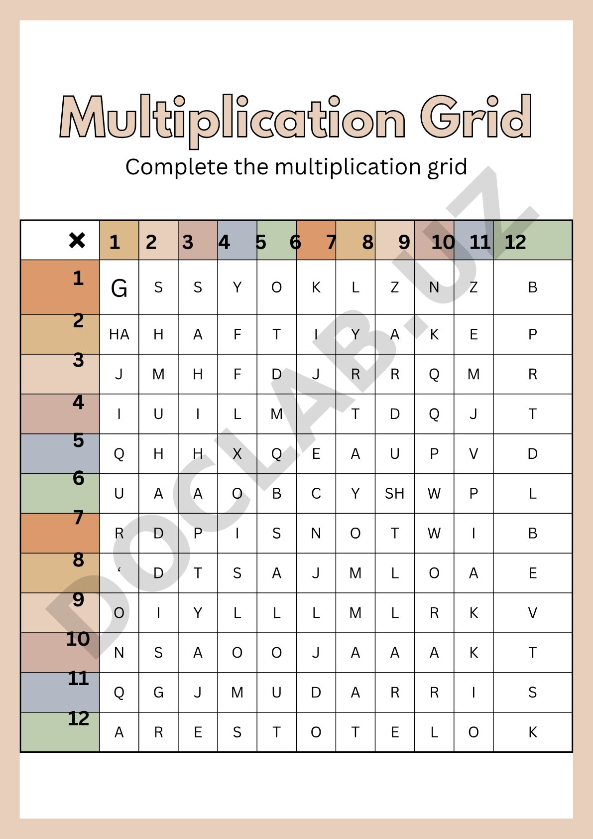 Multiplication Grid