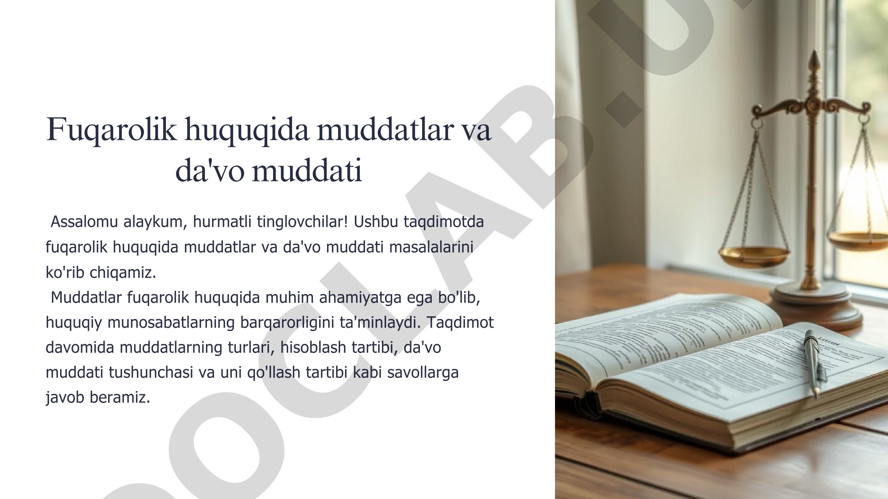 Fuqarolik huquqida muddatlar va da'vo muddati
