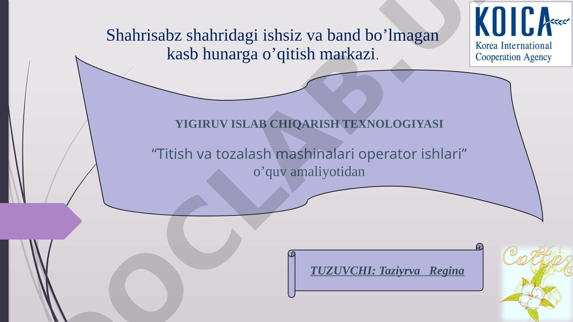 Titish va tozalash mashinalari operator ishlari