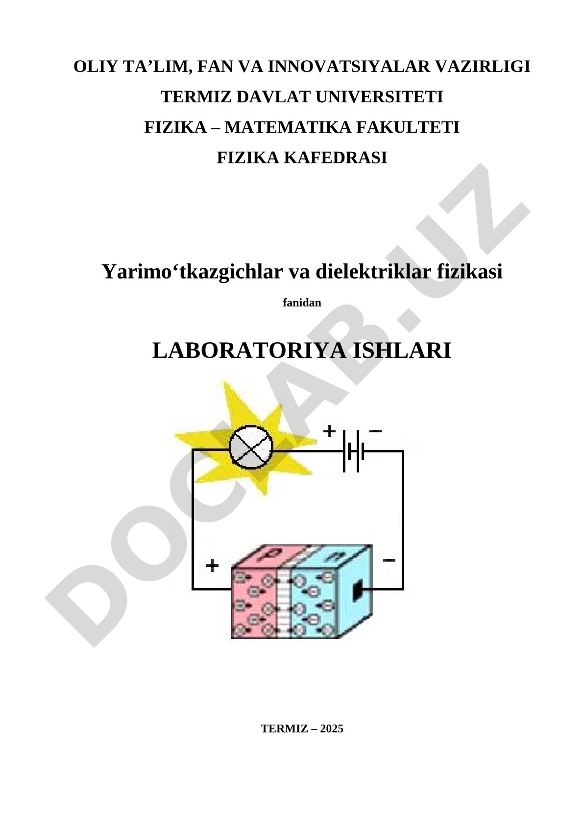 Yarimo‘tkazgich materialining issiqlik o‘tkazuvchanlik koeffitsientini aniqlash