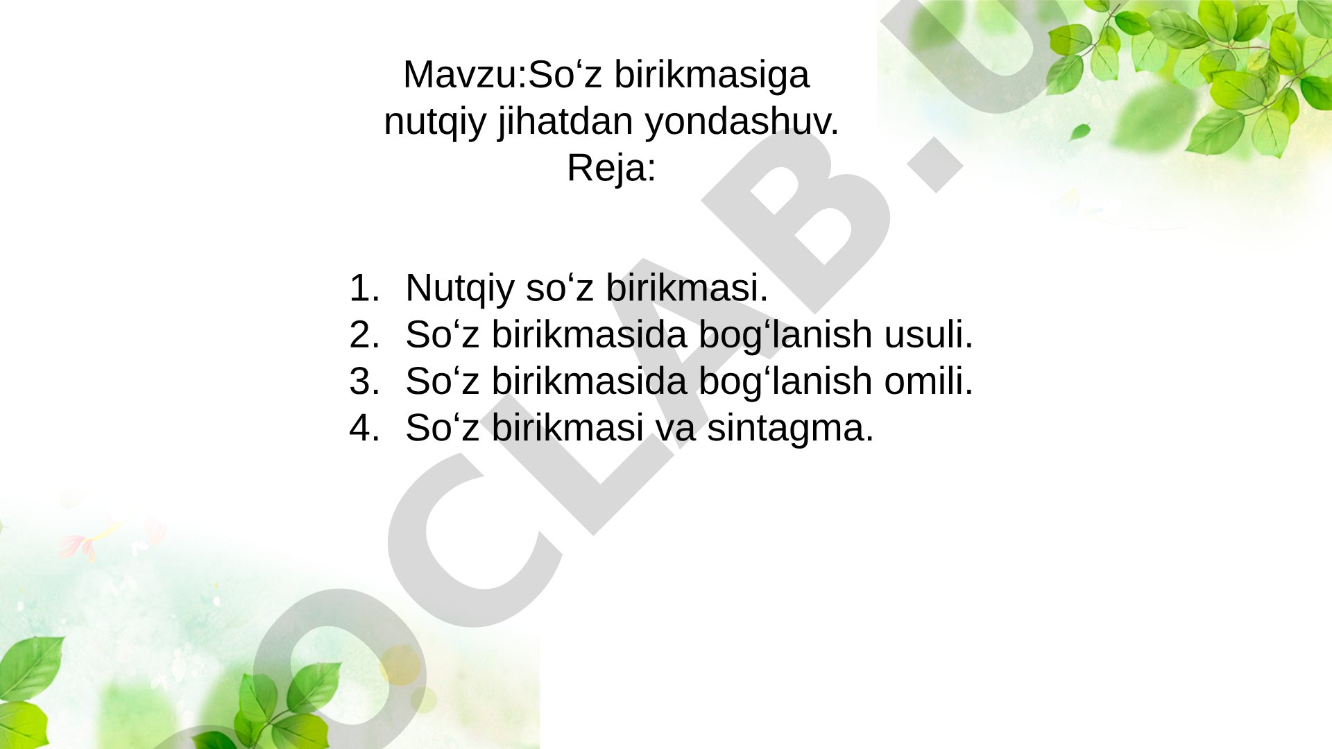 So'z birikmasiga nutqiy jihatdan yondashuv