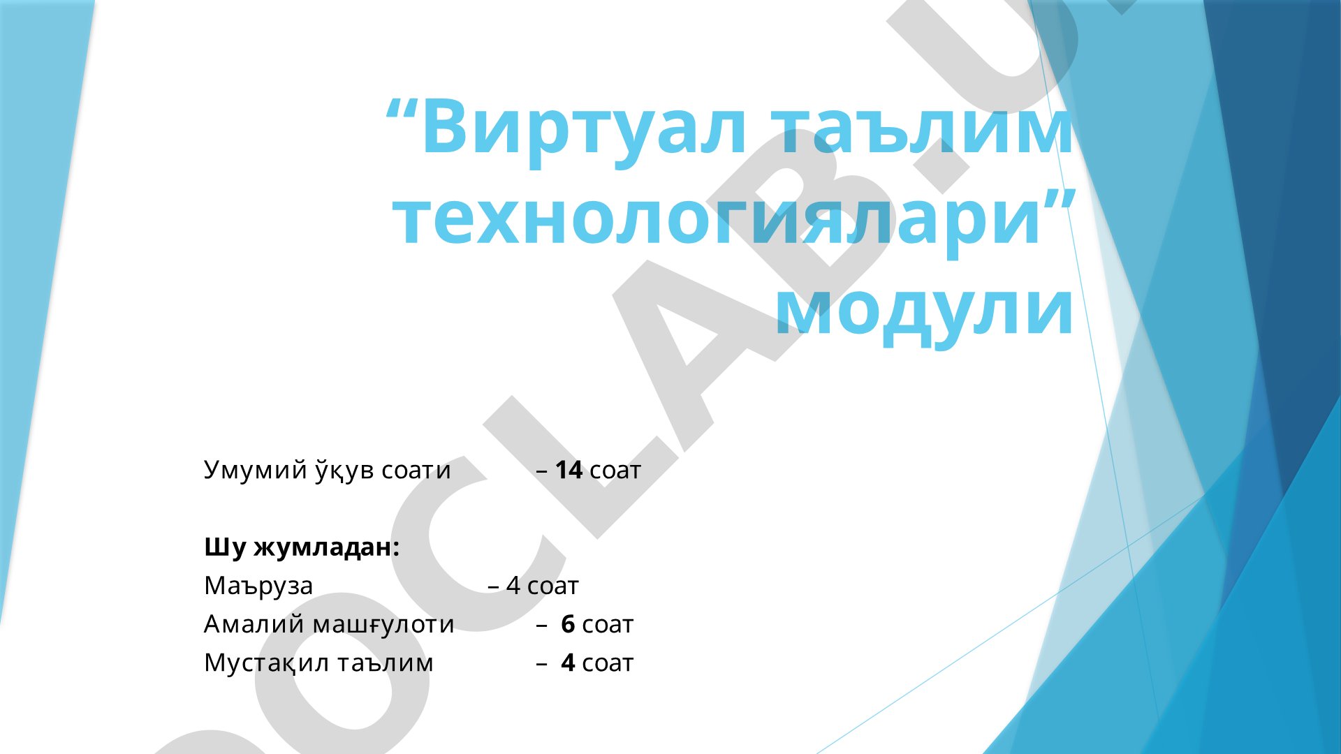 Виртуал таълим технологиялари модули