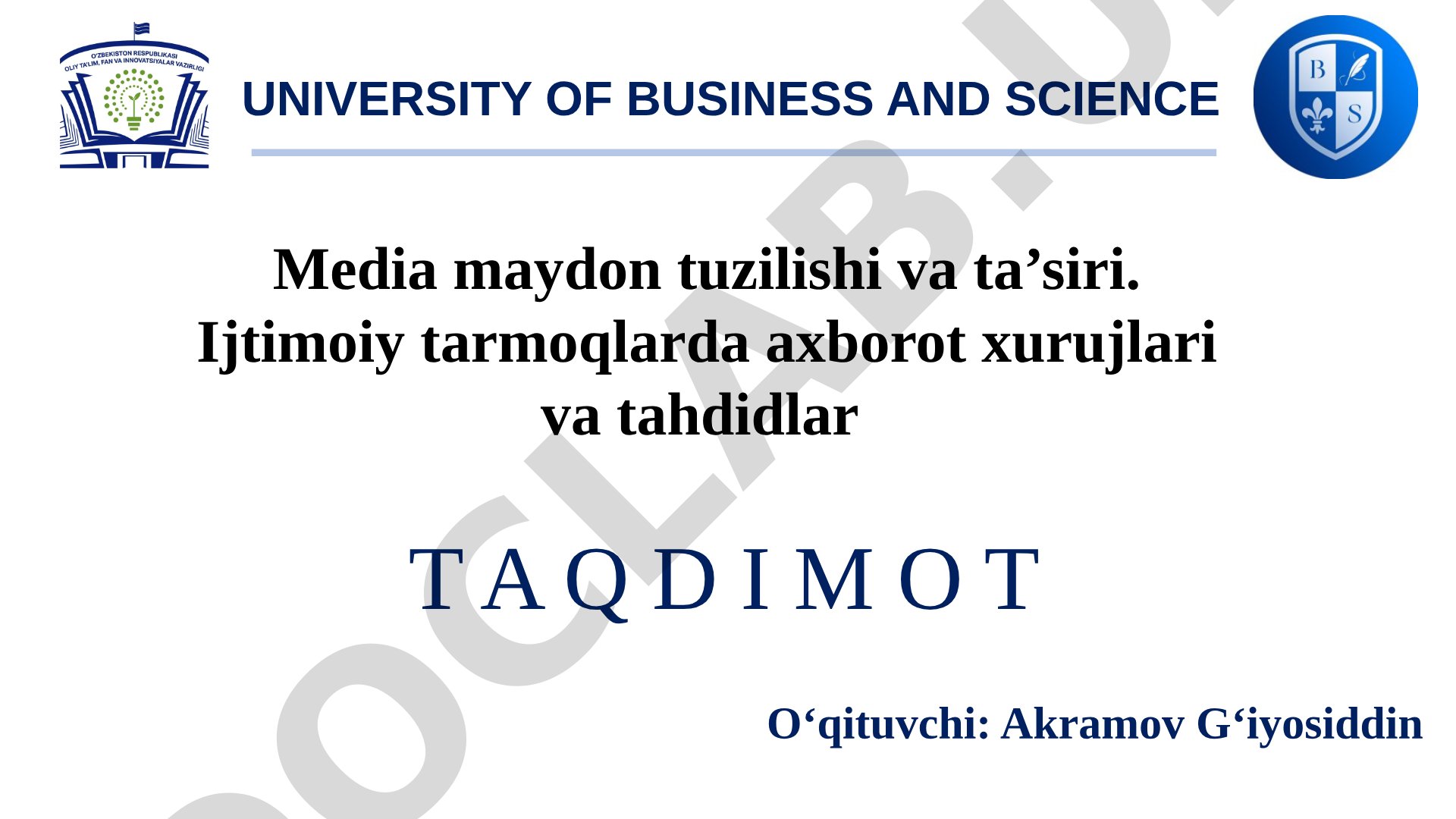 Media maydon tuzilishi va ta’siri. Ijtimoiy tarmoqlarda axborot xurujlari va tahdidlar