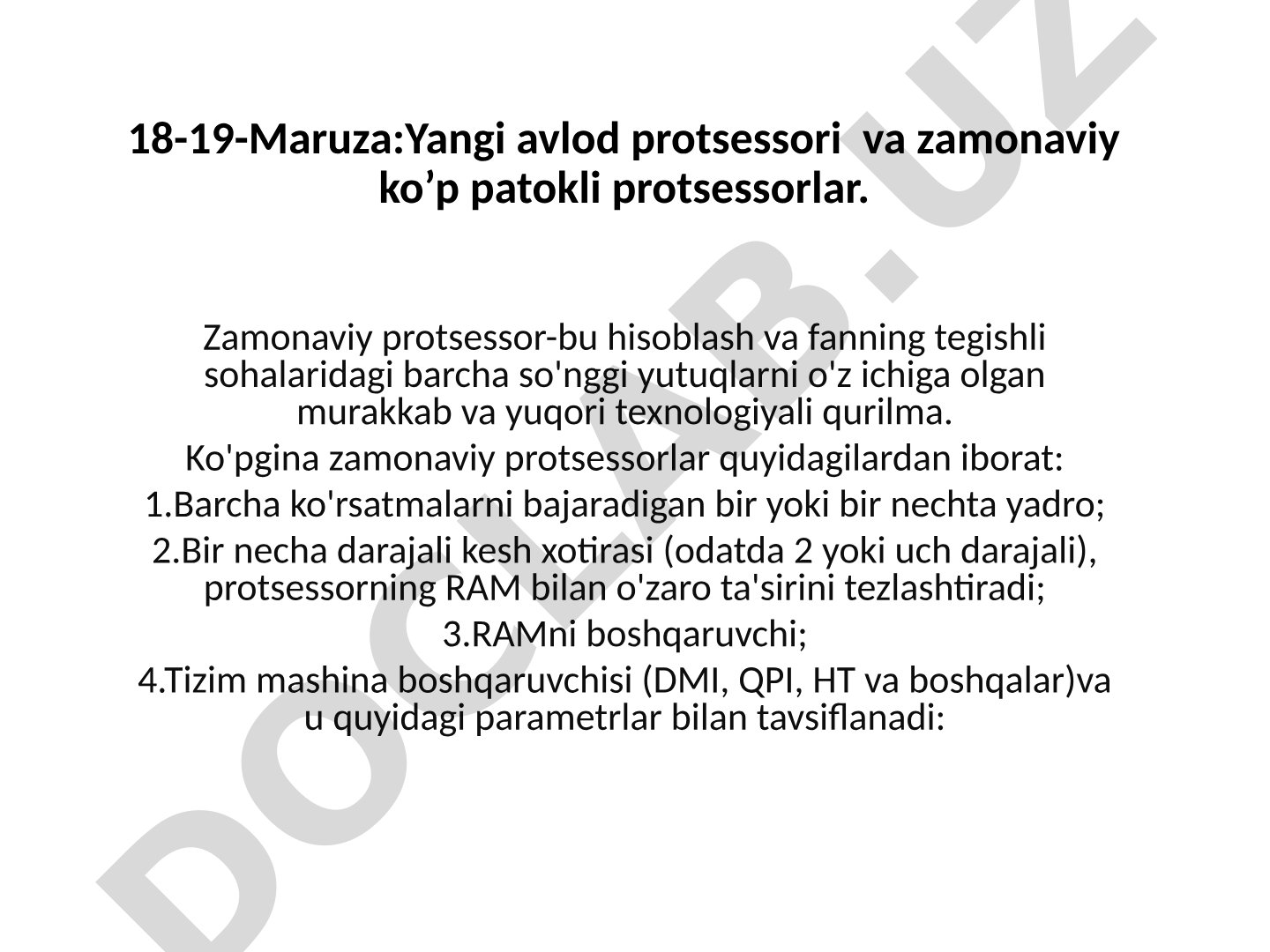 Yangi avlod protsessori va zamonaviy ko’p patokli protsessorlar