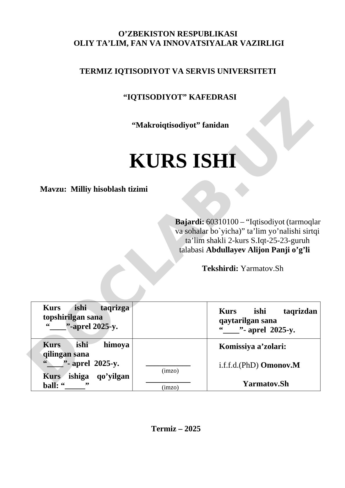 Milliy hisoblash tizimi