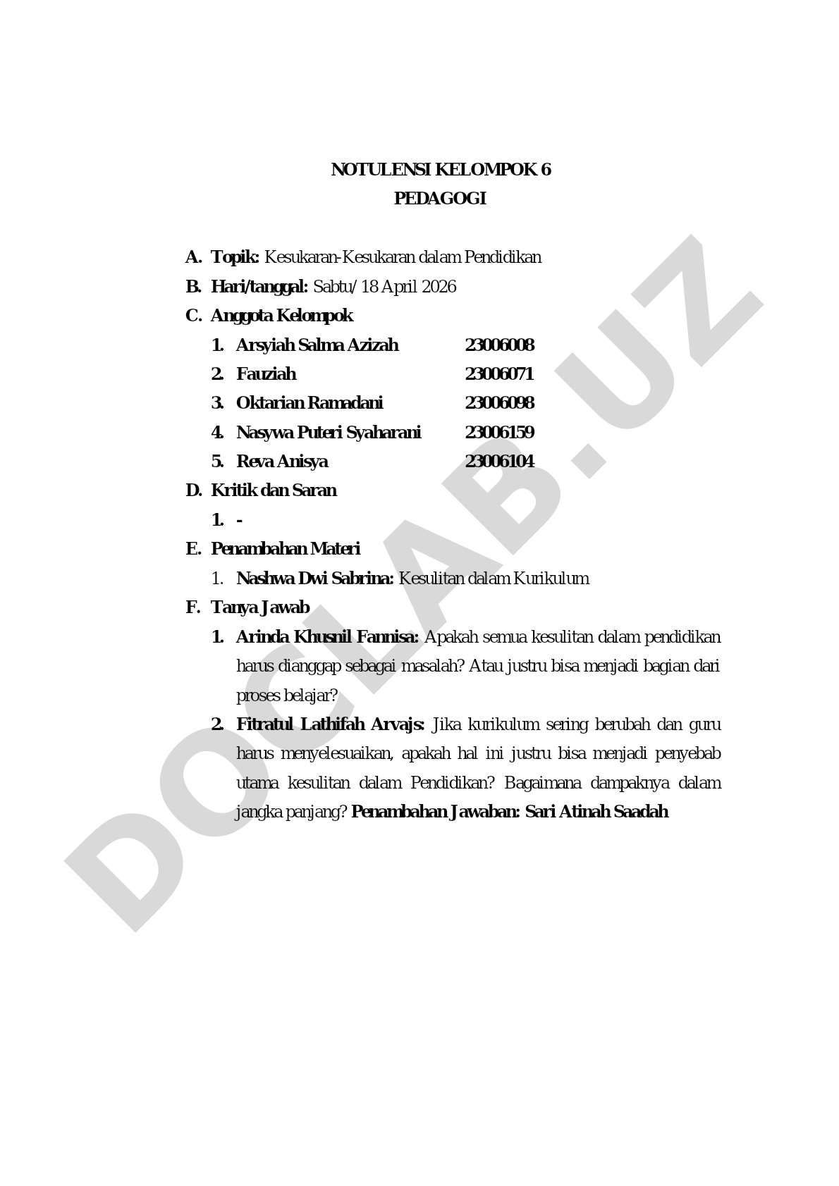 Kesukaran-Kesukaran dalam Pendidikan