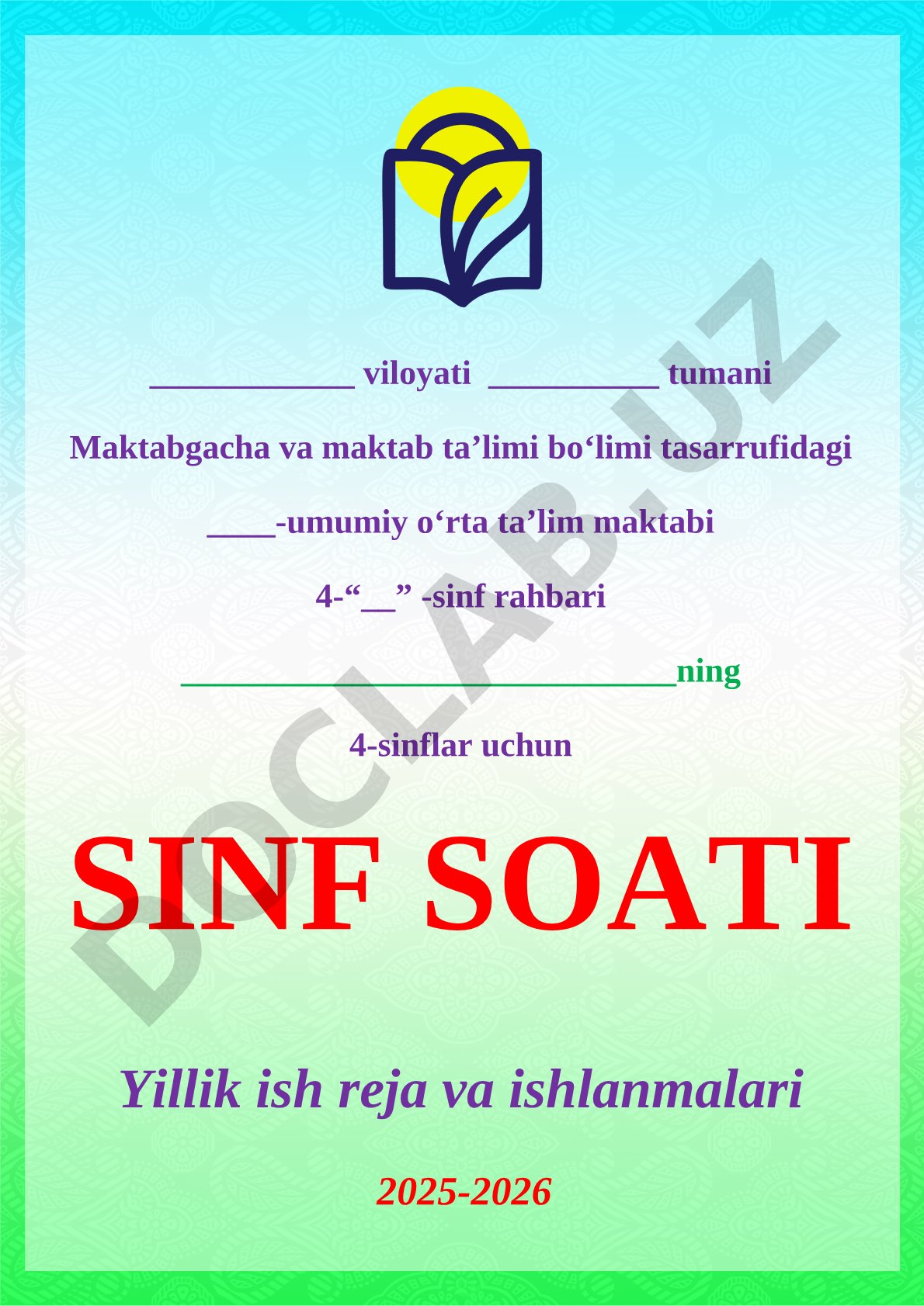 4-sinf sinf soati ish reja konspekti (2025-2026)