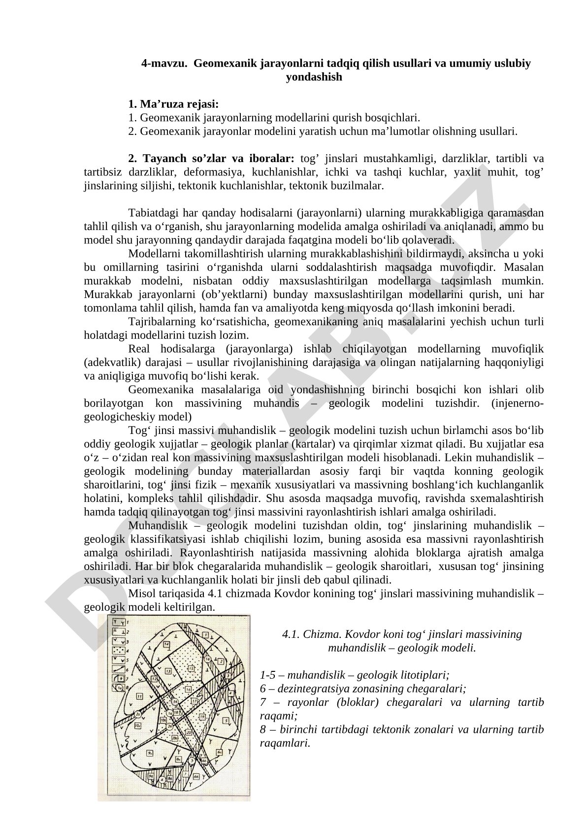 Geomexanik jarayonlarni tadqiq qilish usullari va umumiy uslubiy yondashish