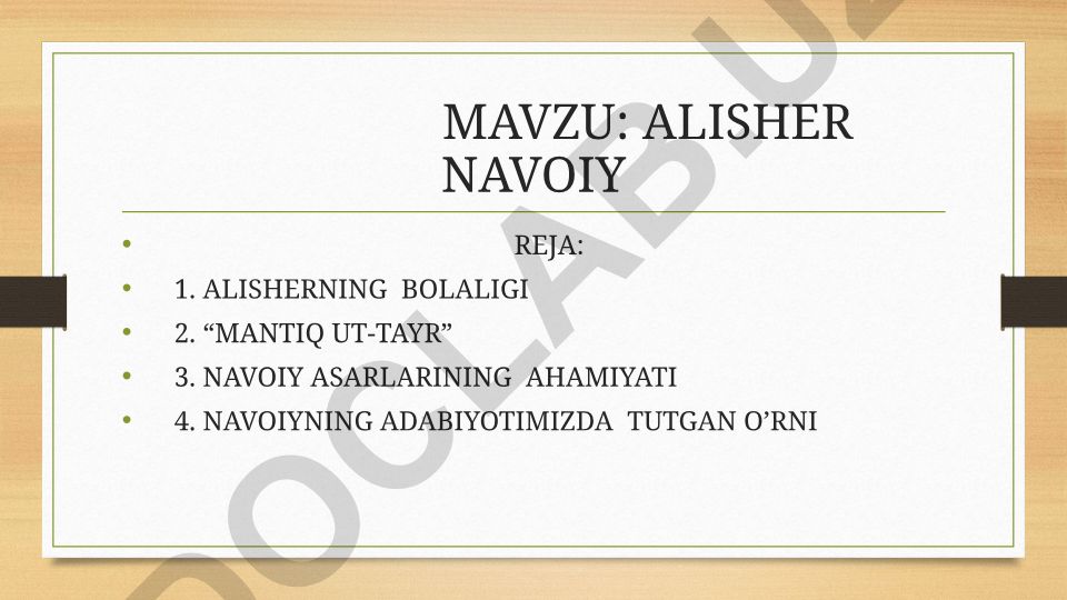 Alisher Navoiyning hayoti va ijodi
