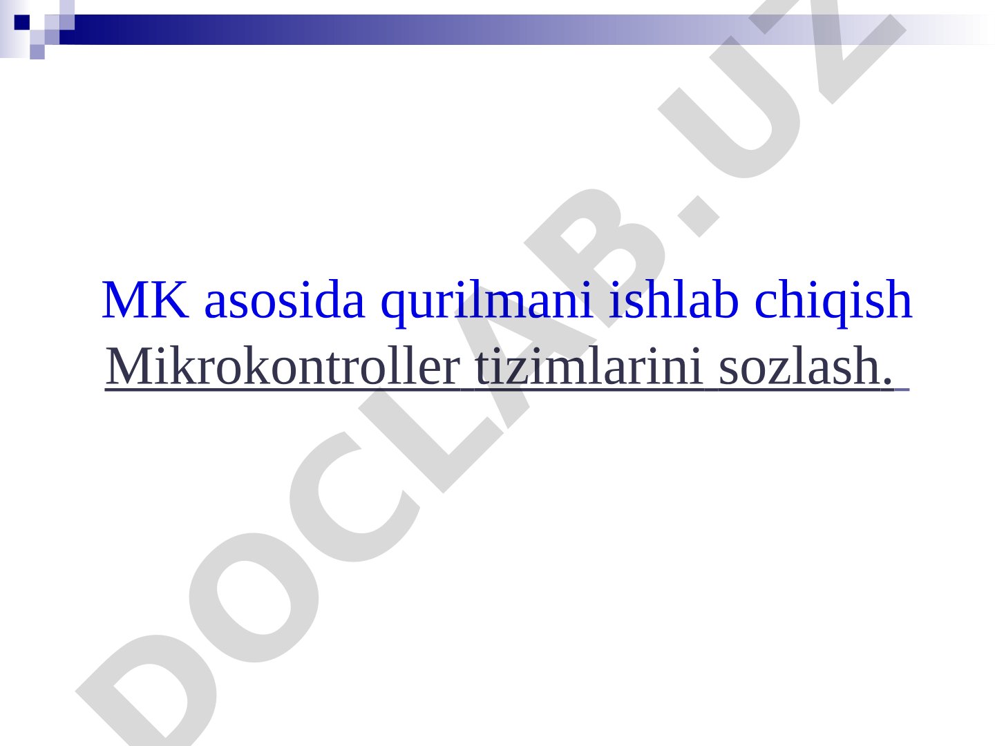 MK asosida qurilmani ishlab chiqish mikrokontroller tizimlarini sozlash
