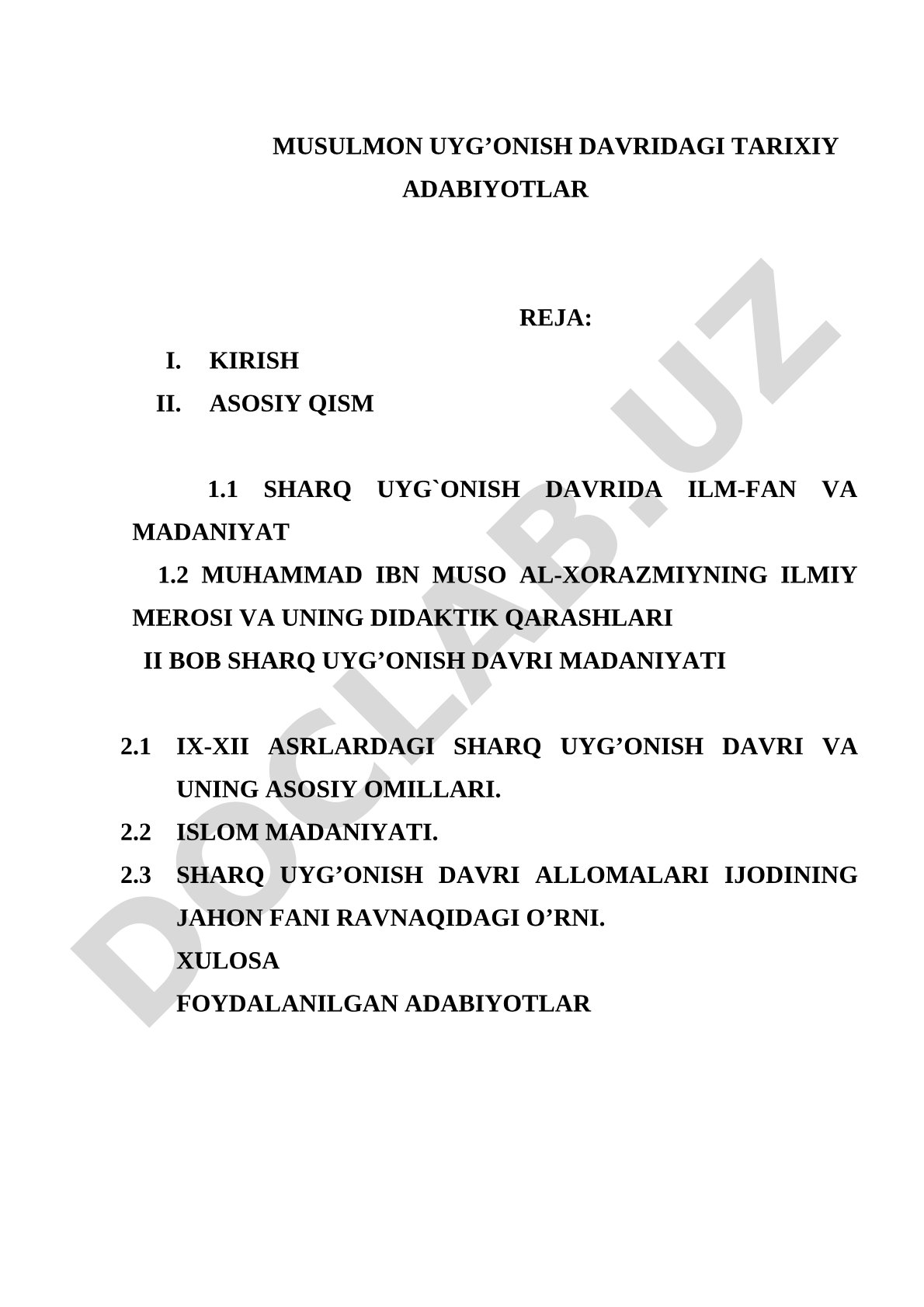 Musulmon uyg’onish davridagi tarixiy adabiyotlar