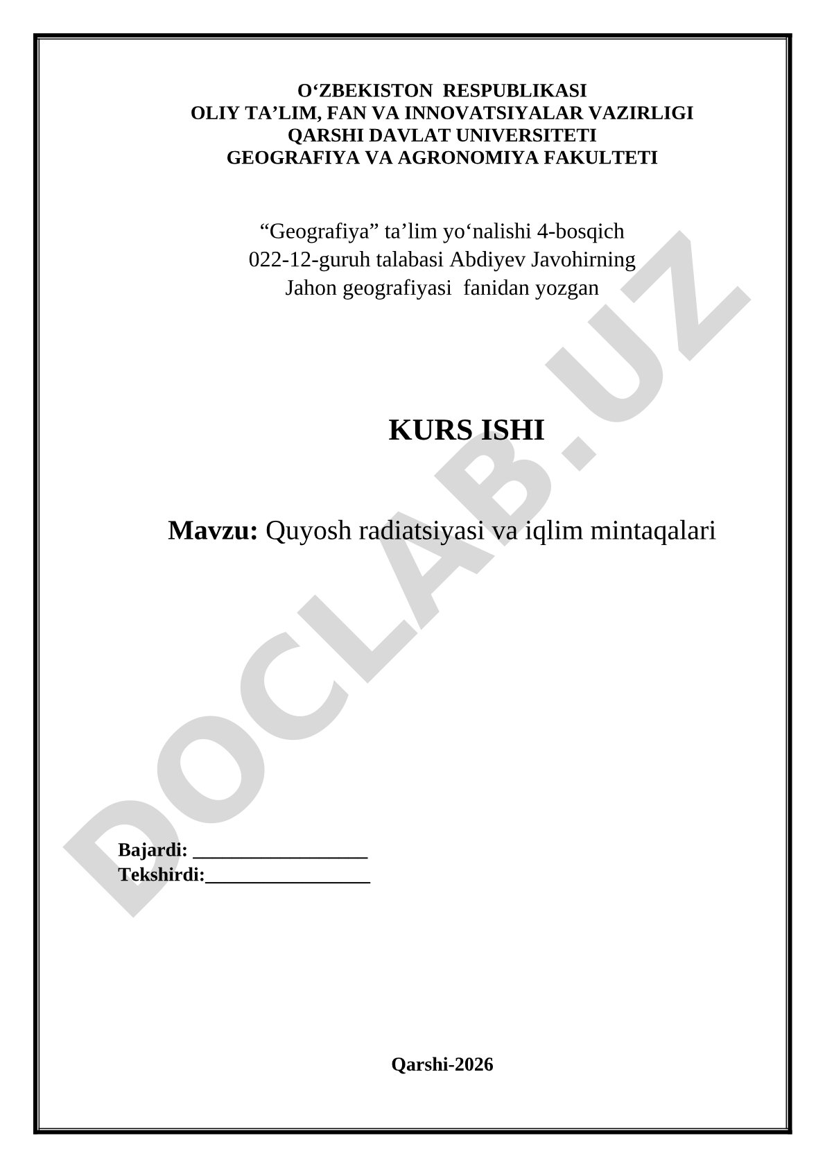 Quyosh radiatsiyasi va iqlim mintaqalari