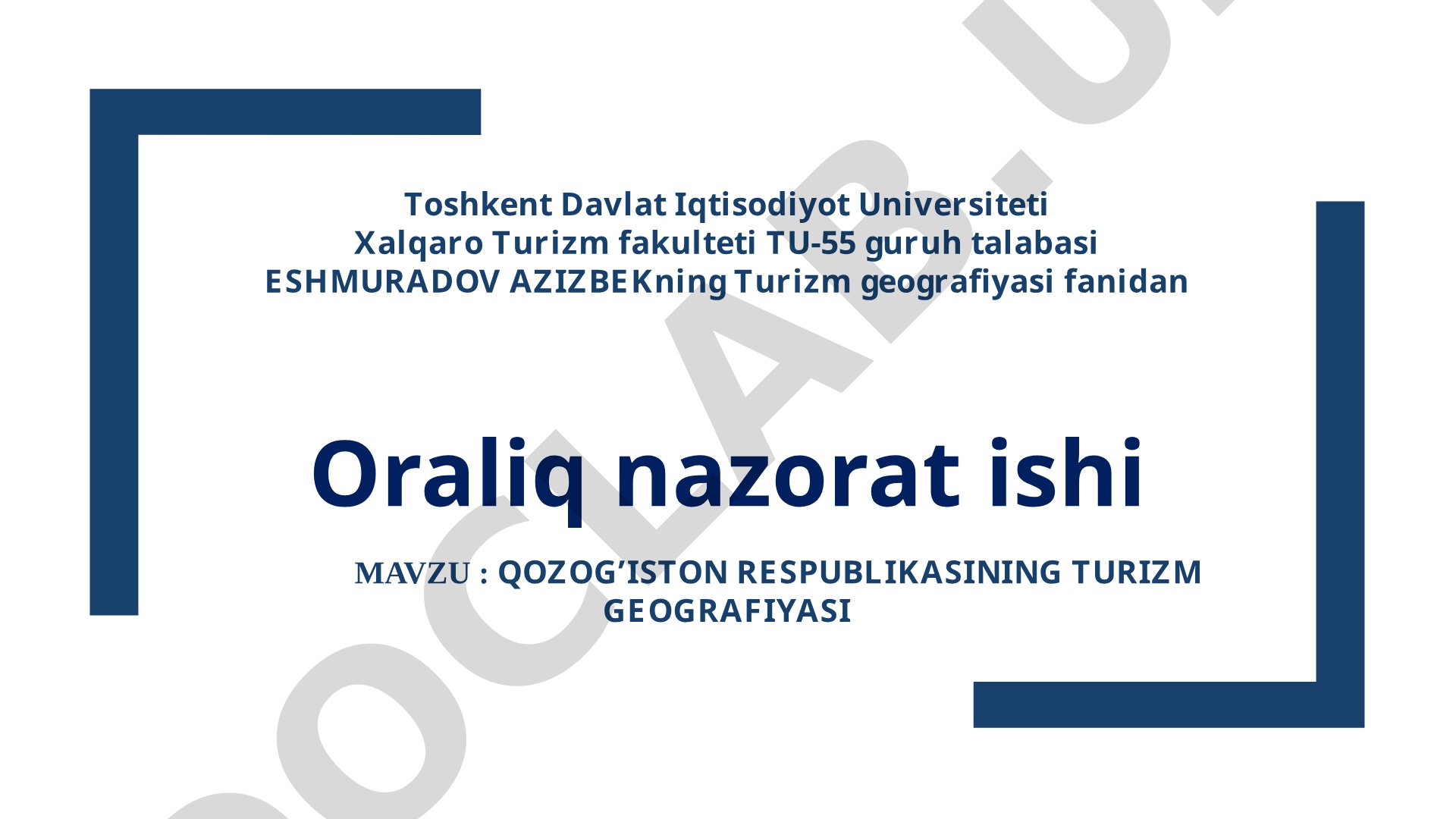 Qozog'iston Respublikasining turizm geografiyasi