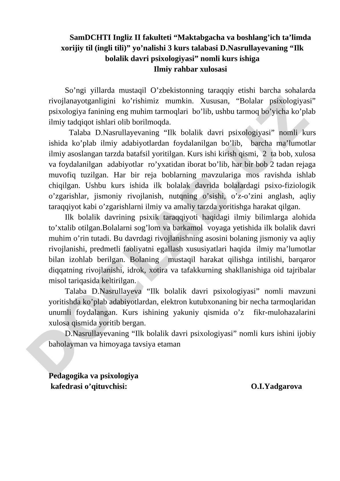 Ilk bolalik davri psixologiyasi