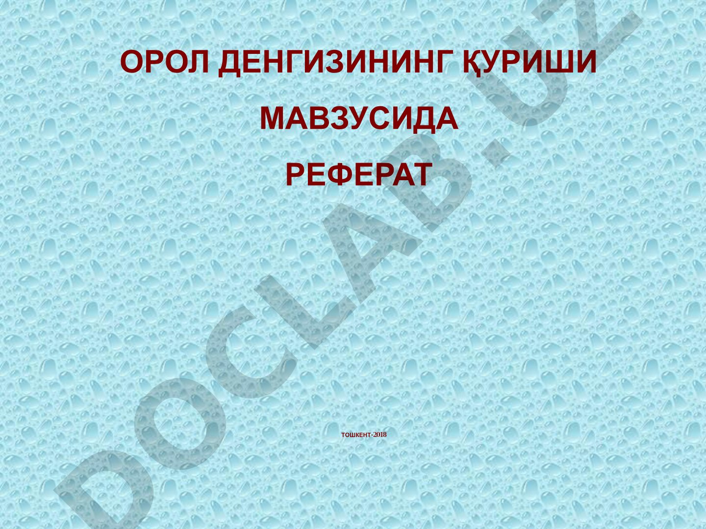 ОРОЛ ДЕНГИЗИНИНГ ҚУРИШИ