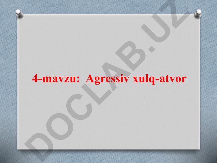 Agressiv xulq-atvor va tajovuzkor-zo‘ravon jinoyatchilar