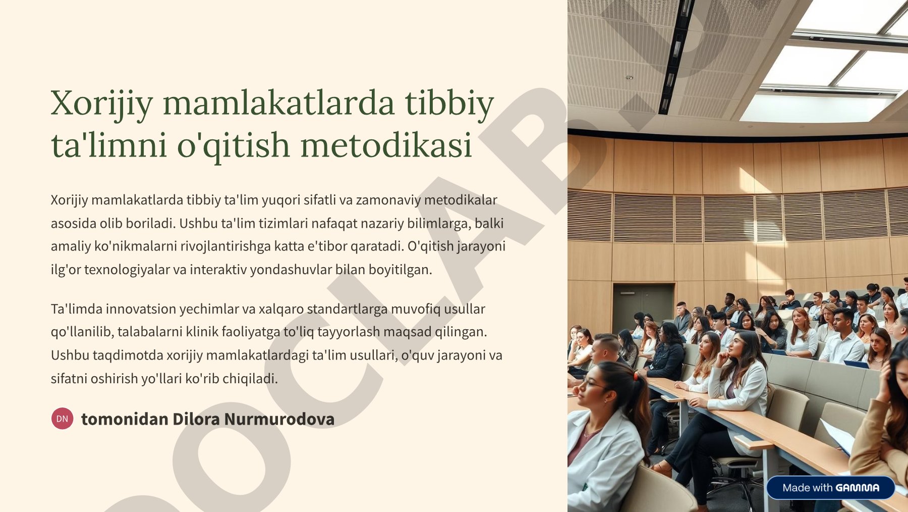 Xorijiy mamlakatlarda tibbiy ta'limni o'qitish metodikasi