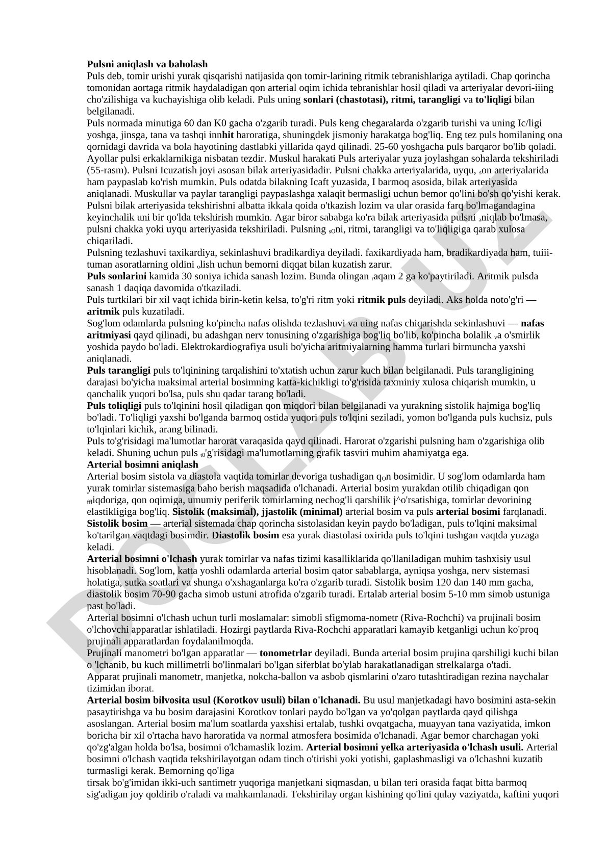 Pulsni aniqlash va baholash