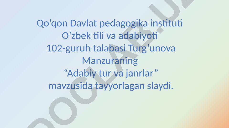 Adabiy tur va janrlar