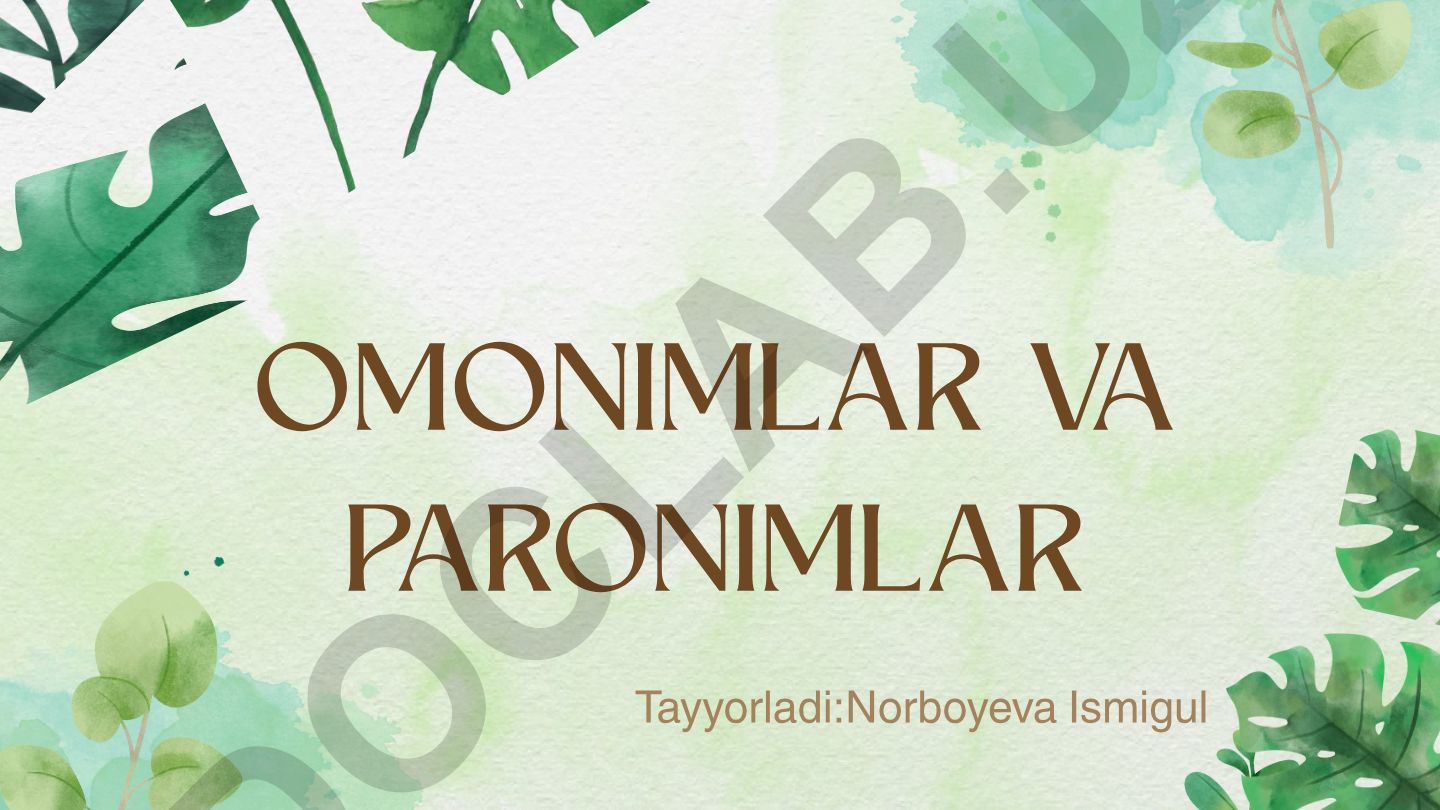 Omonimlar va paronimlar