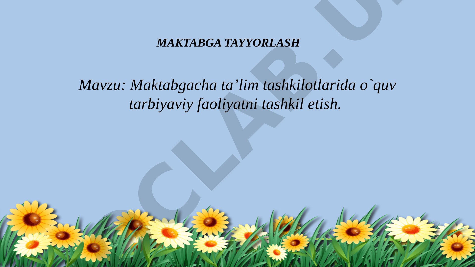 Maktabgacha ta’lim tashkilotlarida o`quv tarbiyaviy faoliyatni tashkil etish