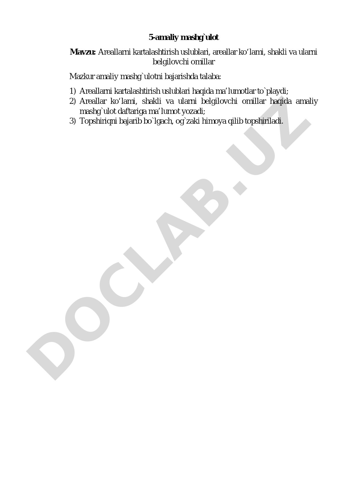 Areallarni kartalashtirish uslublari, areallar ko‘lami, shakli va ularni belgilovchi omillar